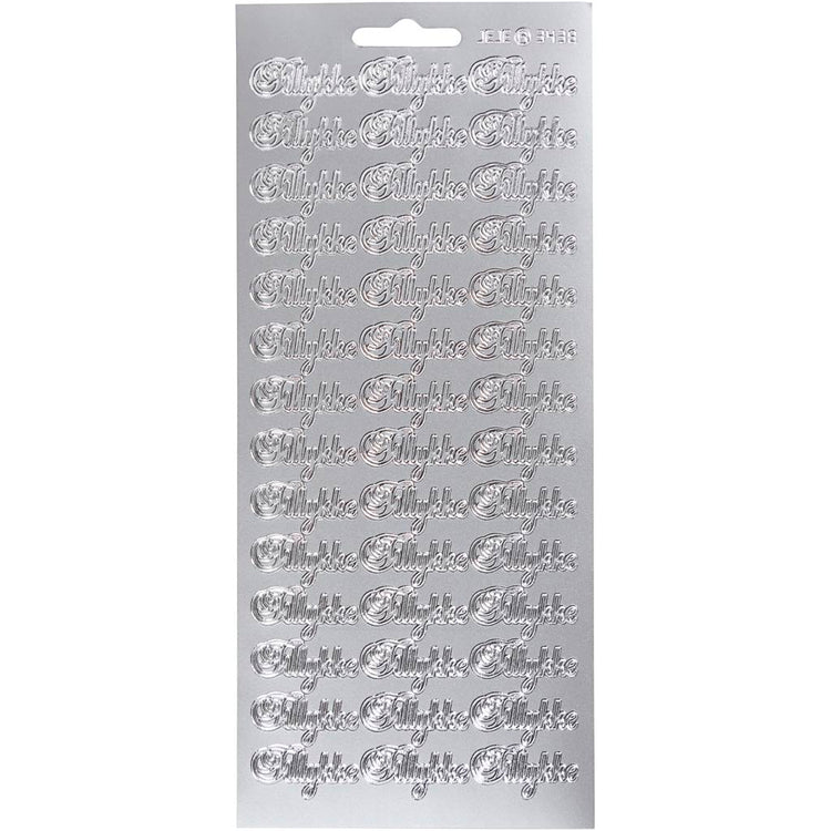 Creativ Firmenaufkleber, Tillykke, Blatt 10x23 cm, Silber, 1 Blatt