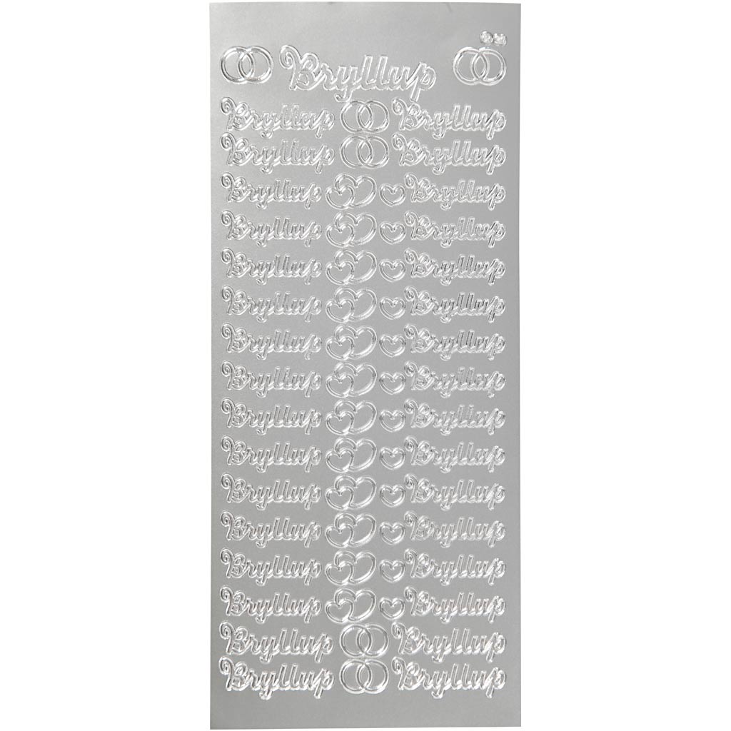 Creativ Firmenaufkleber, Bryllup, Bogen 10x23 cm, silber, 1 Bogen