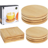 Ausgezeichnete Hauswaren -Hauswaren runde Bambus Untersetzer 6,5 cm 4 Teile - afbeelding 1