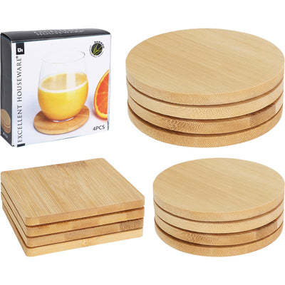 Ausgezeichnete Hauswaren -Hauswaren runde Bambus Untersetzer 6,5 cm 4 Teile