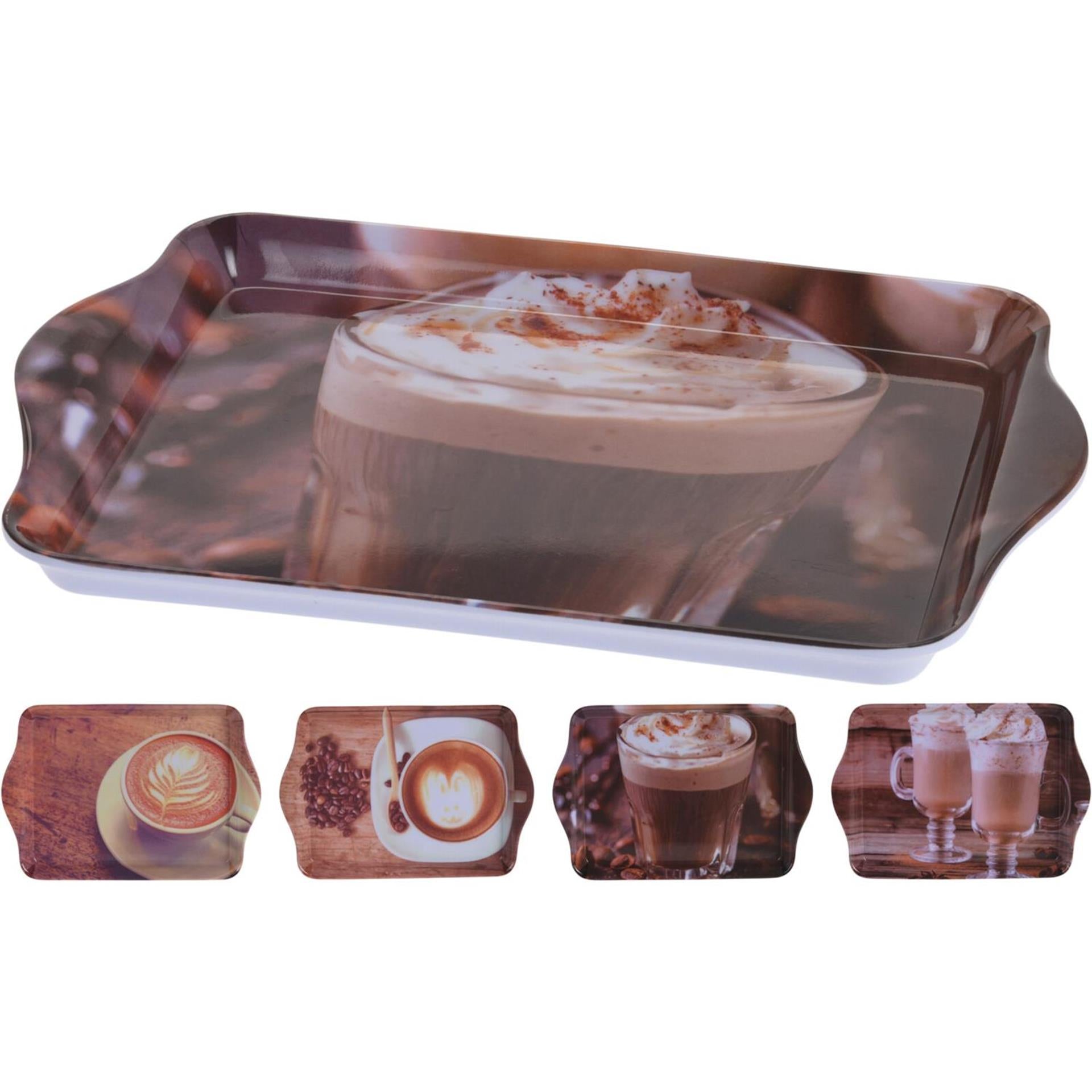 Ausgezeichnetes Haushaltswaren-Tablett im Kaffee-Design, Melamin, 21 x 14 cm