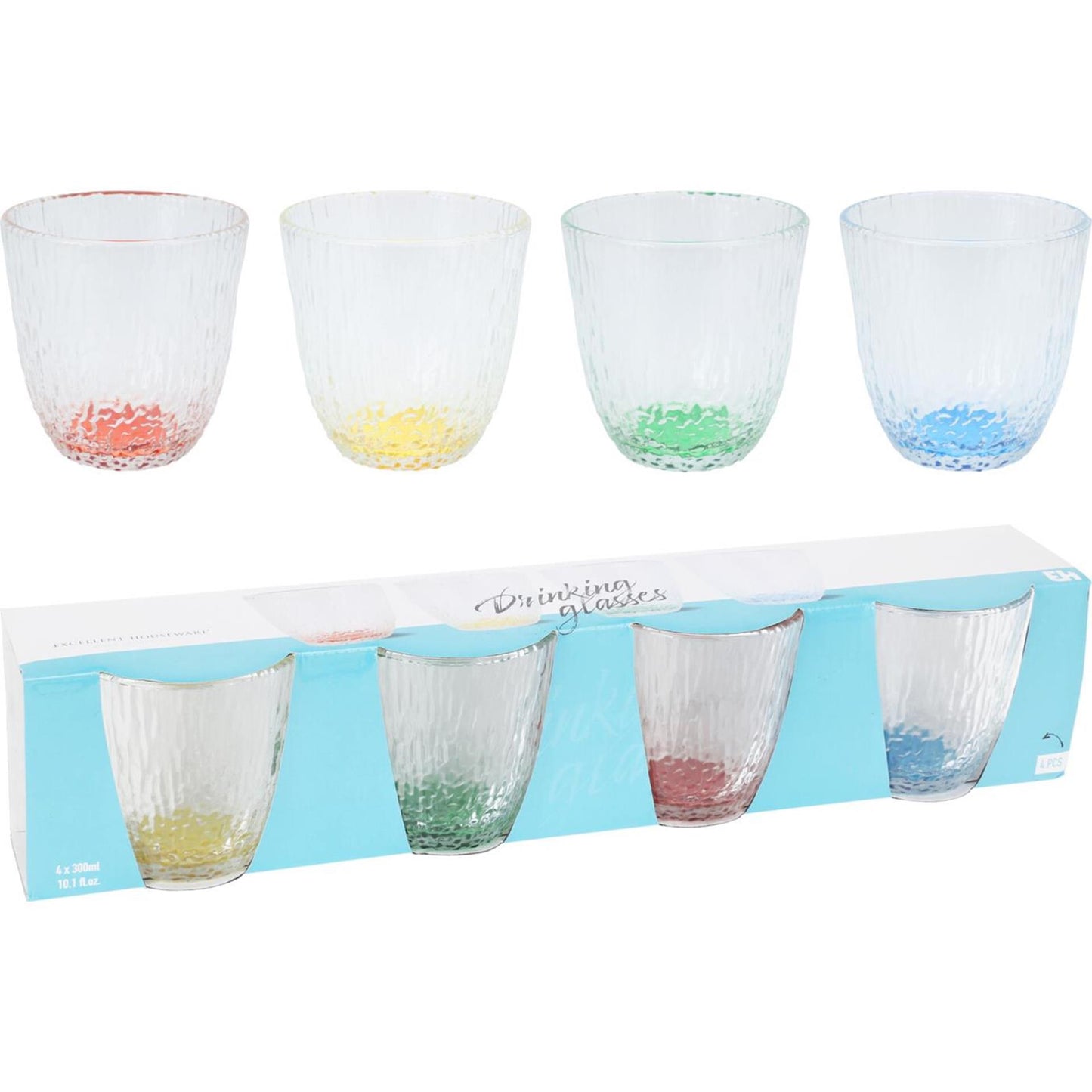 Excellent Houseware Trinkglas-Set, 4-teilig, 300 ml