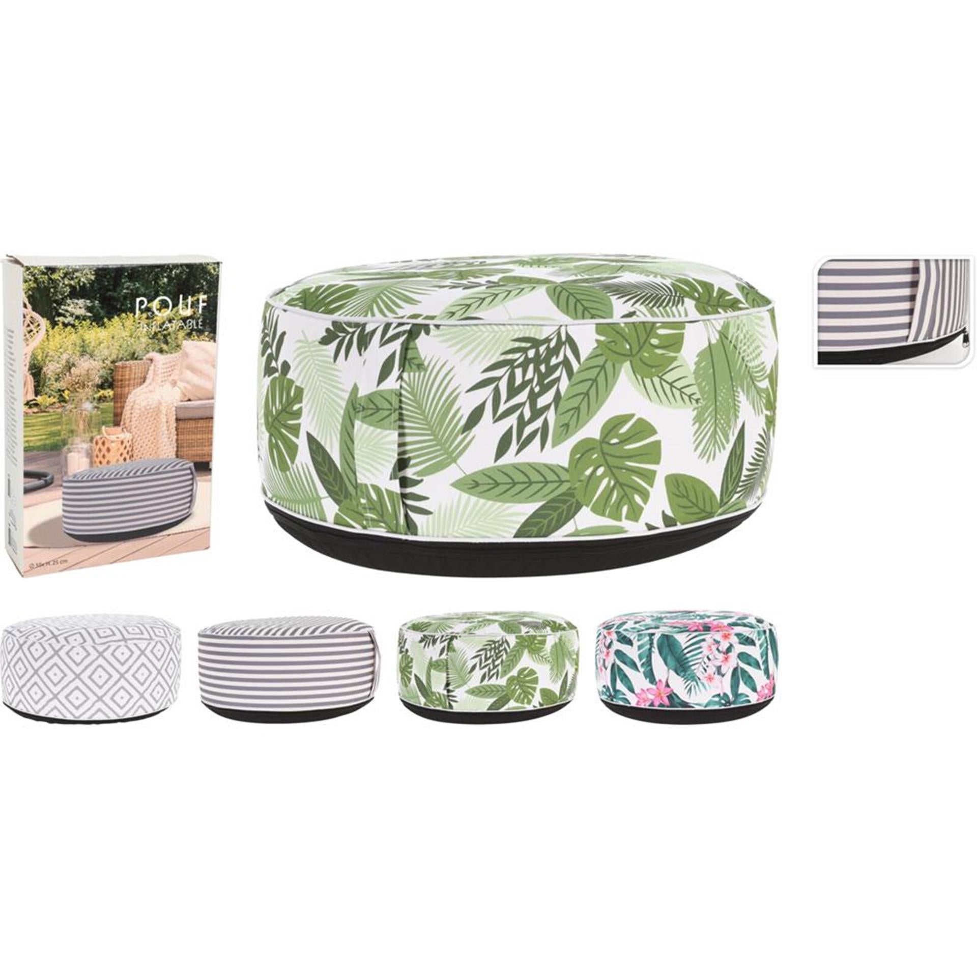 Aufblasbarer Pro-Garten-Pouf, Durchmesser 55 cm, Höhe 25 cm
