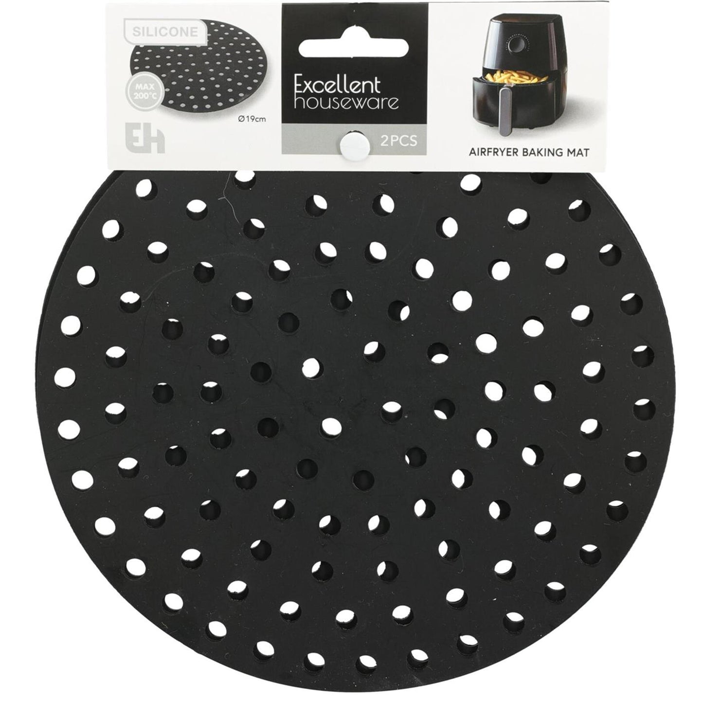 Excellent Houseware Airfryer aus mattem Silikon, ø19,4 cm, Schwarz
