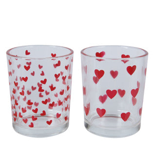 Teelichthalter Glas Hartjes 2 Assorti