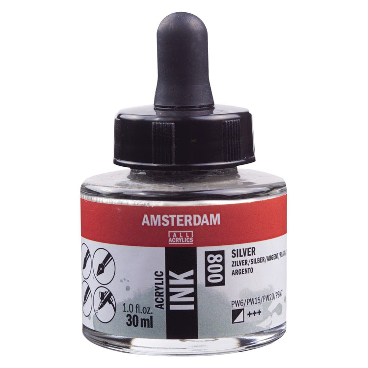 Amsterdam alle Acrylfarben Amsterdam • Acryltintenflasche 30 ml Silber 800
