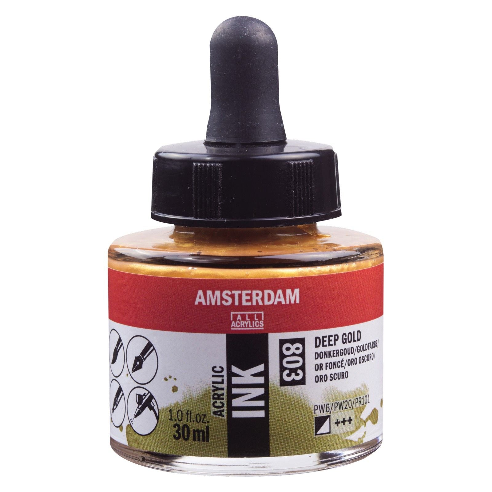 Amsterdam alle Acrylfarben Amsterdam • Acryltintenflasche 30 ml Dunkelgold 803