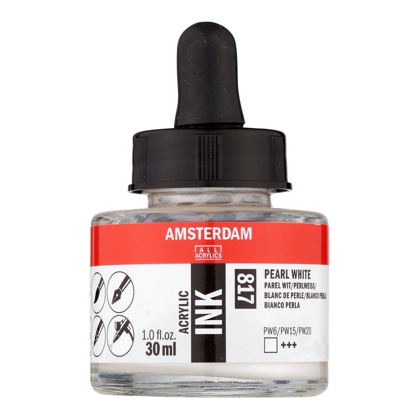 Amsterdam alle Acrylfarben Amsterdam • Acryltintenflasche perlweiß 30 ml