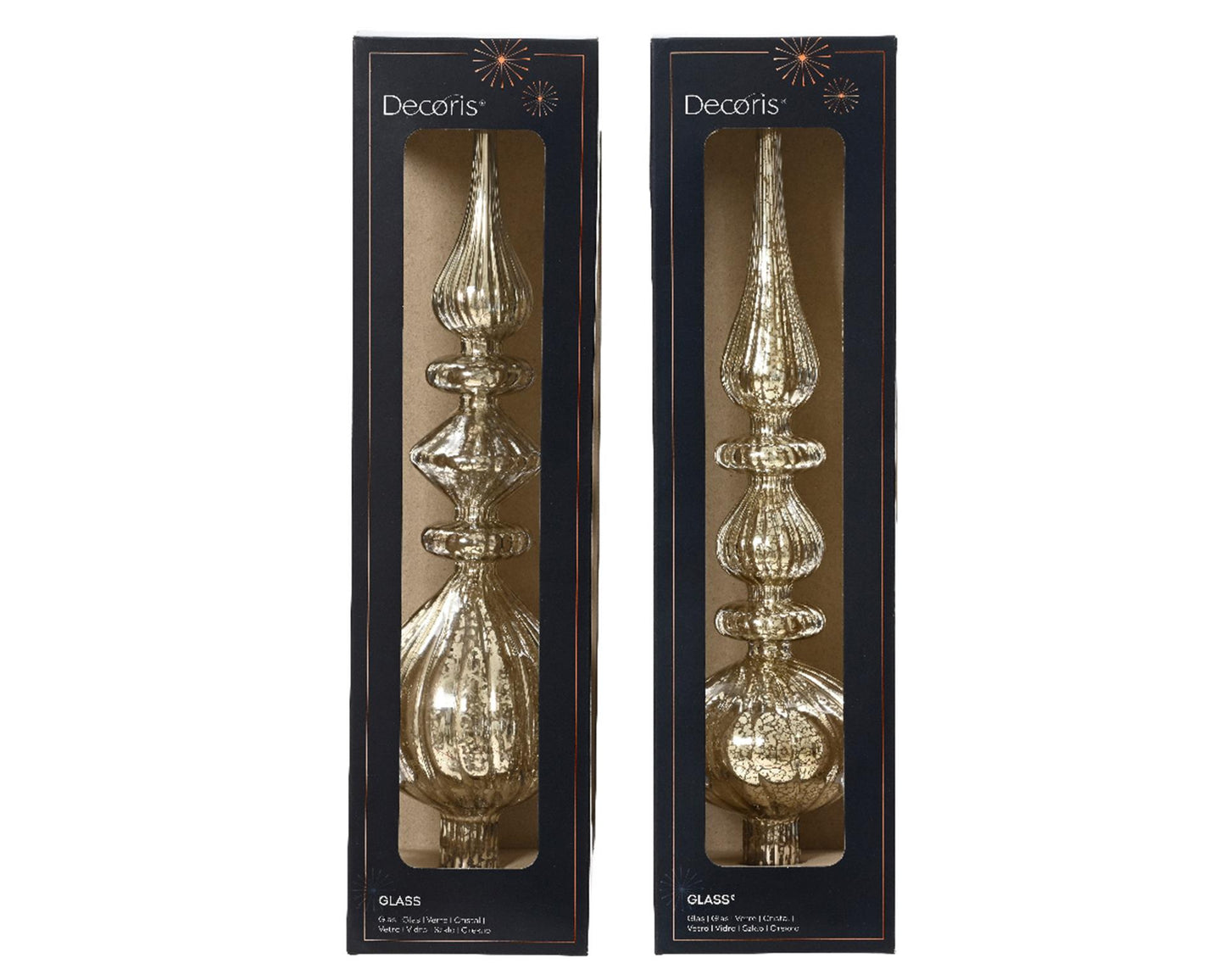 Decoris-Spitze aus antikem Glas, silberfarben, H35 cm