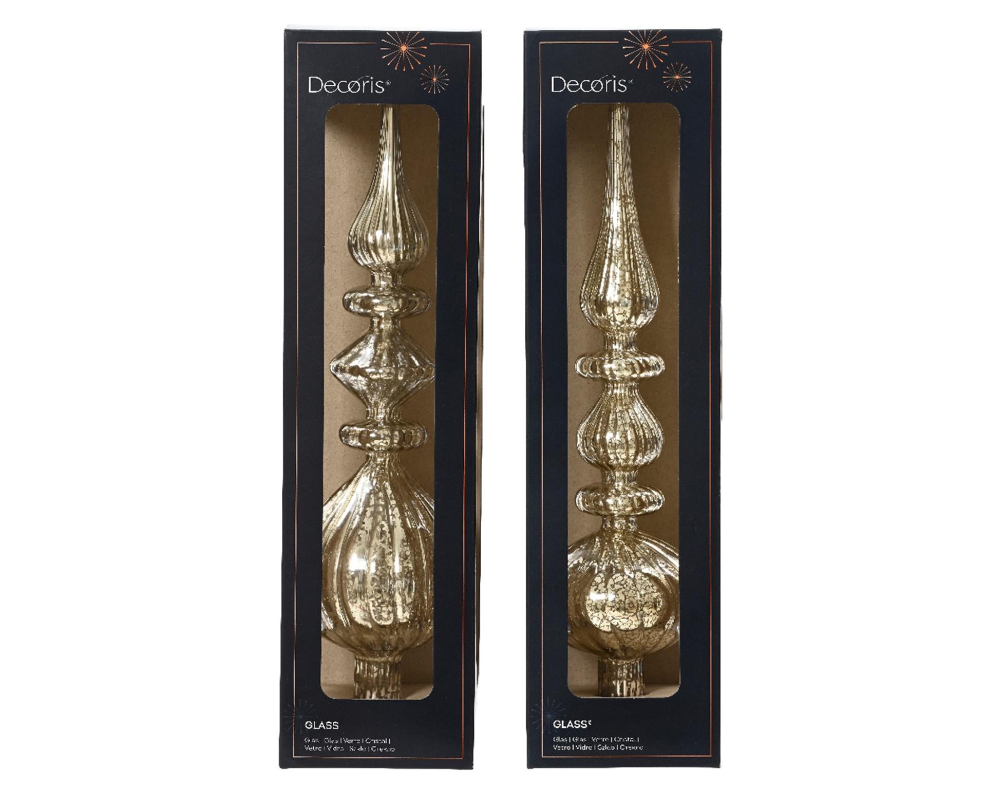 Decoris-Spitze aus antikem Glas, silberfarben, H35 cm