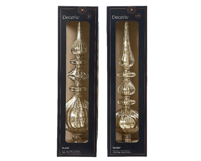 Decoris-Spitze aus antikem Glas, silberfarben, H35 cm