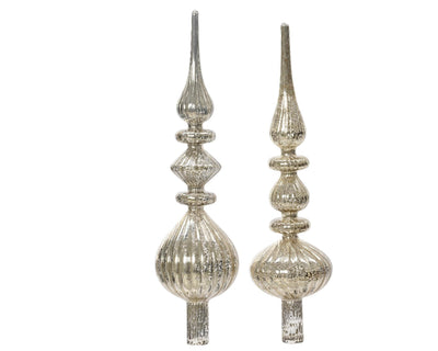 Decoris-Spitze aus antikem Glas, silberfarben, H35 cm