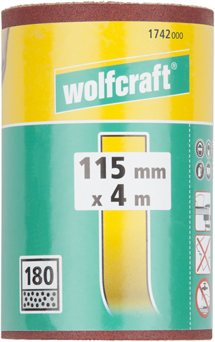 Wolfcraft selbstklebende Schleifpapierrolle | k180 | 4m x 115mm | 1 Stück - 1742000