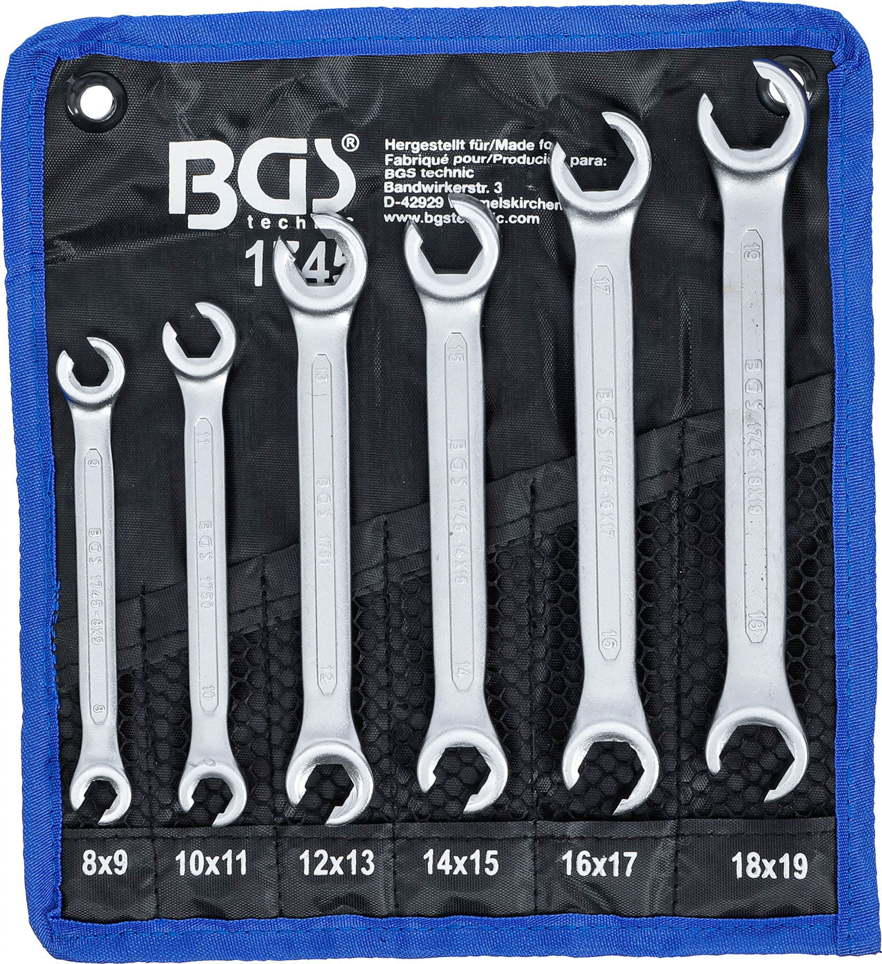 BGS Technic offener Doppelringschlüsselsatz SW 8 x 9 - 18 x 19 mm 6-tlg.