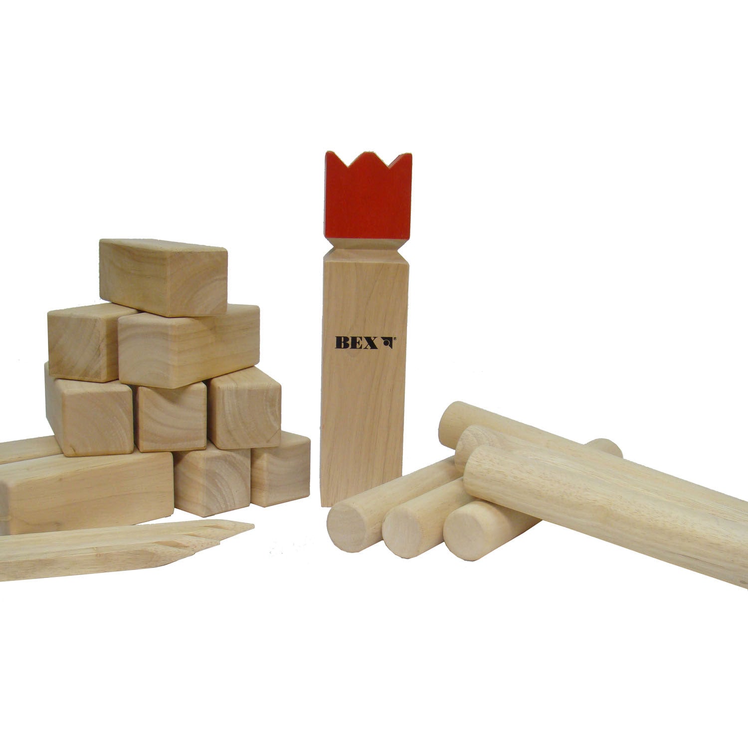 Kubb Original Rubberhout mit Red King