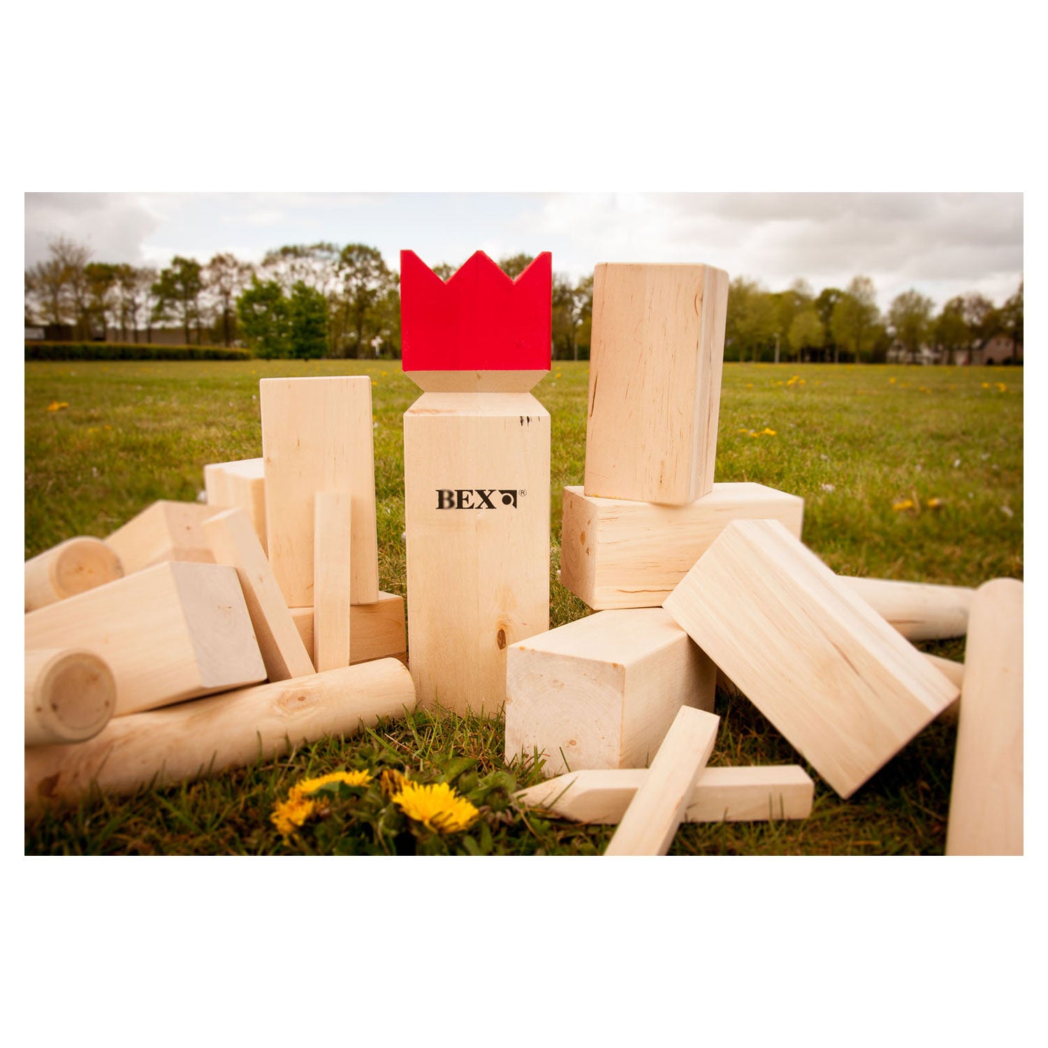 Kubb Original Rubberhout mit Red King