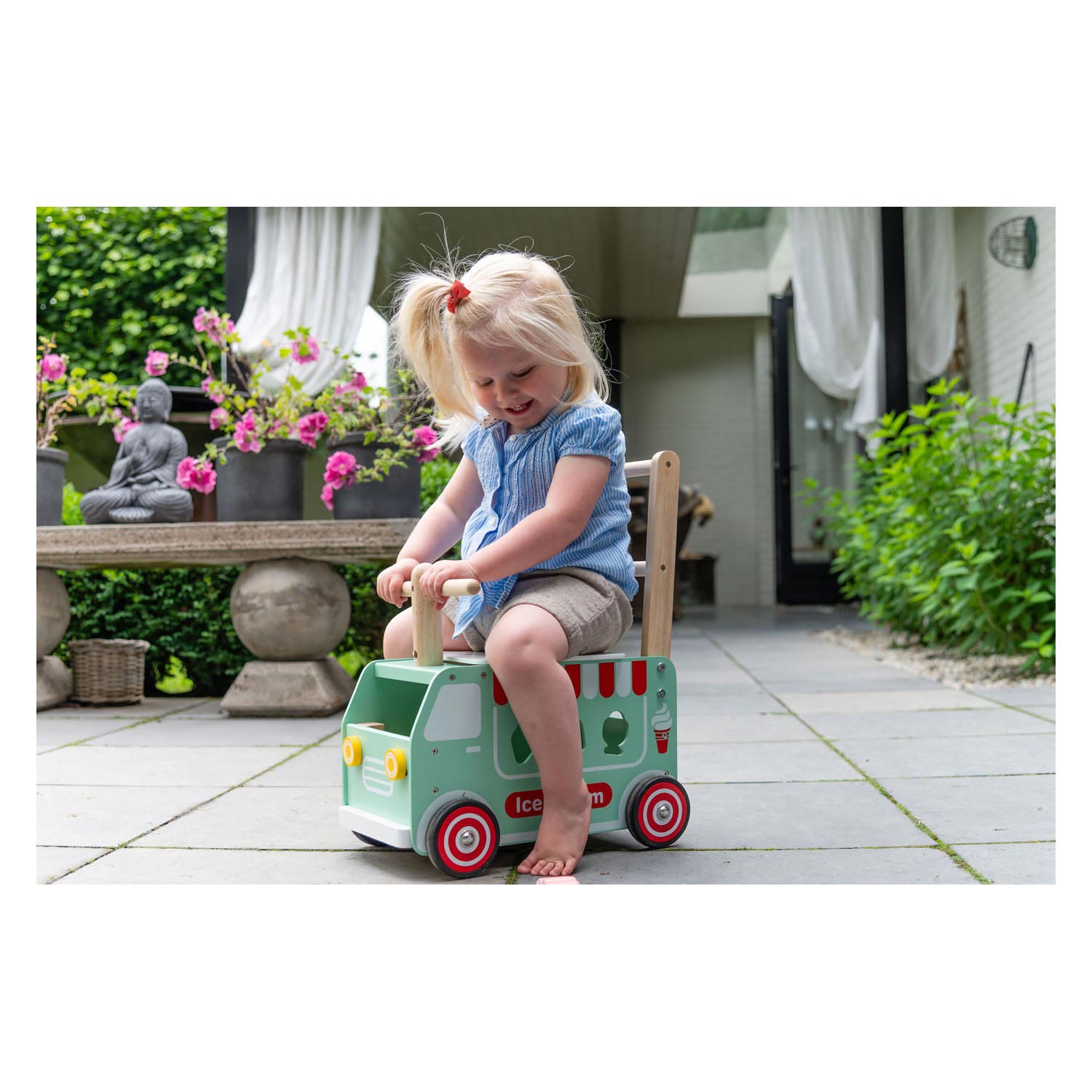 Ich bin Toy Loop Push Wagon Ijskar Junior Mintgroen