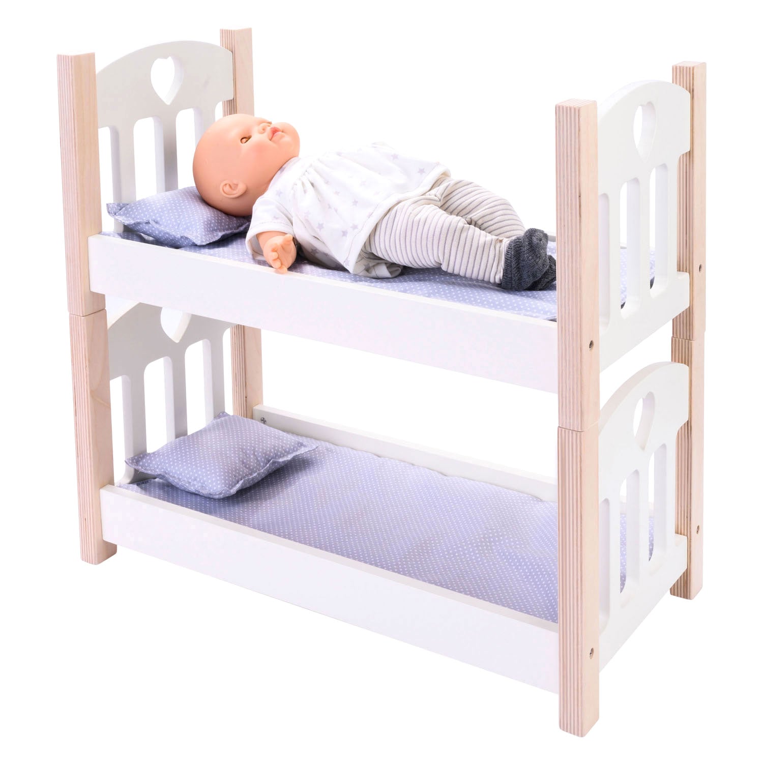 Puppen Etagenbett grau weiß
