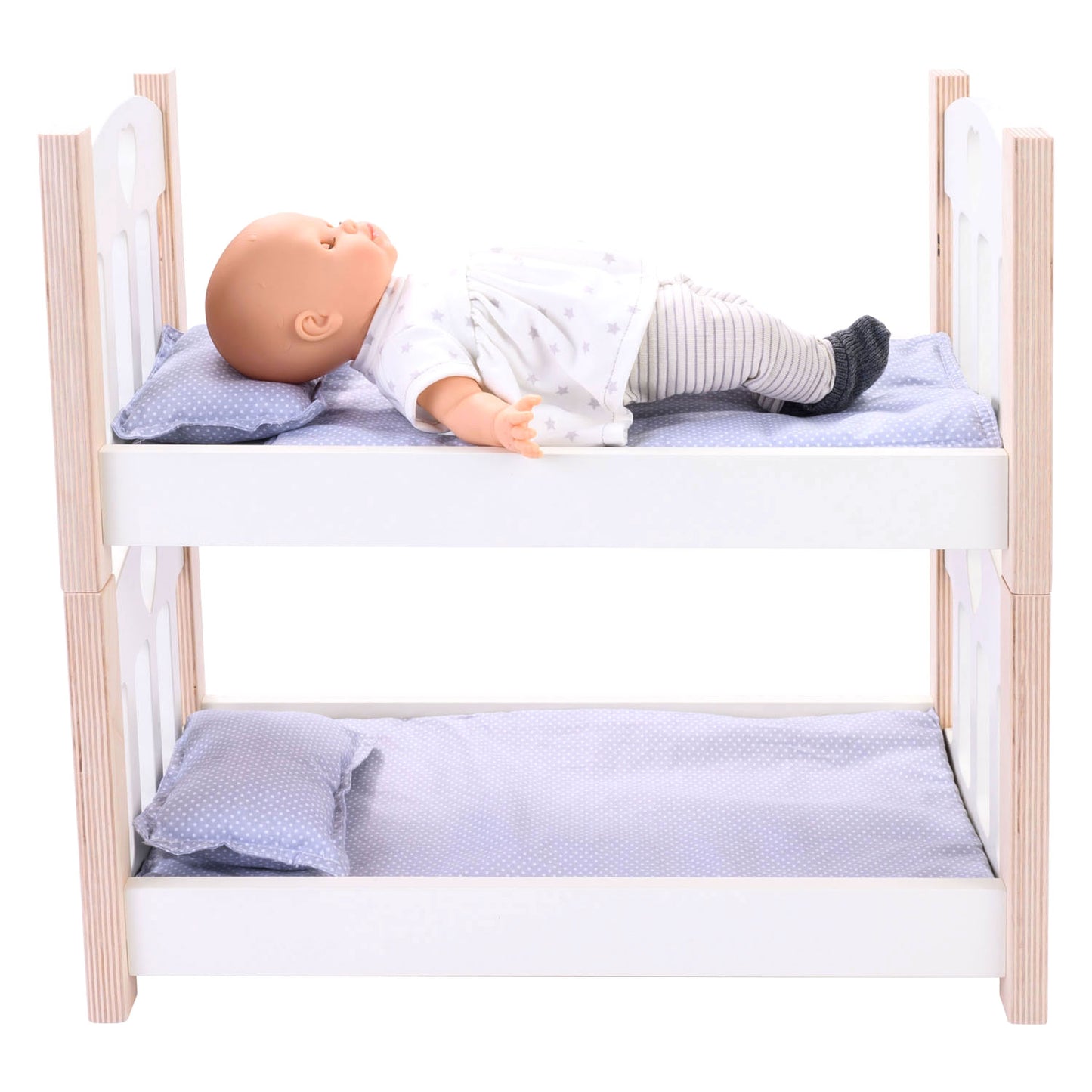 Puppen Etagenbett grau weiß