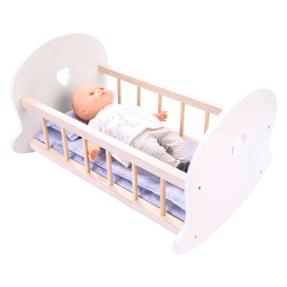 Puppenbettschwung Cradle, grau weiß