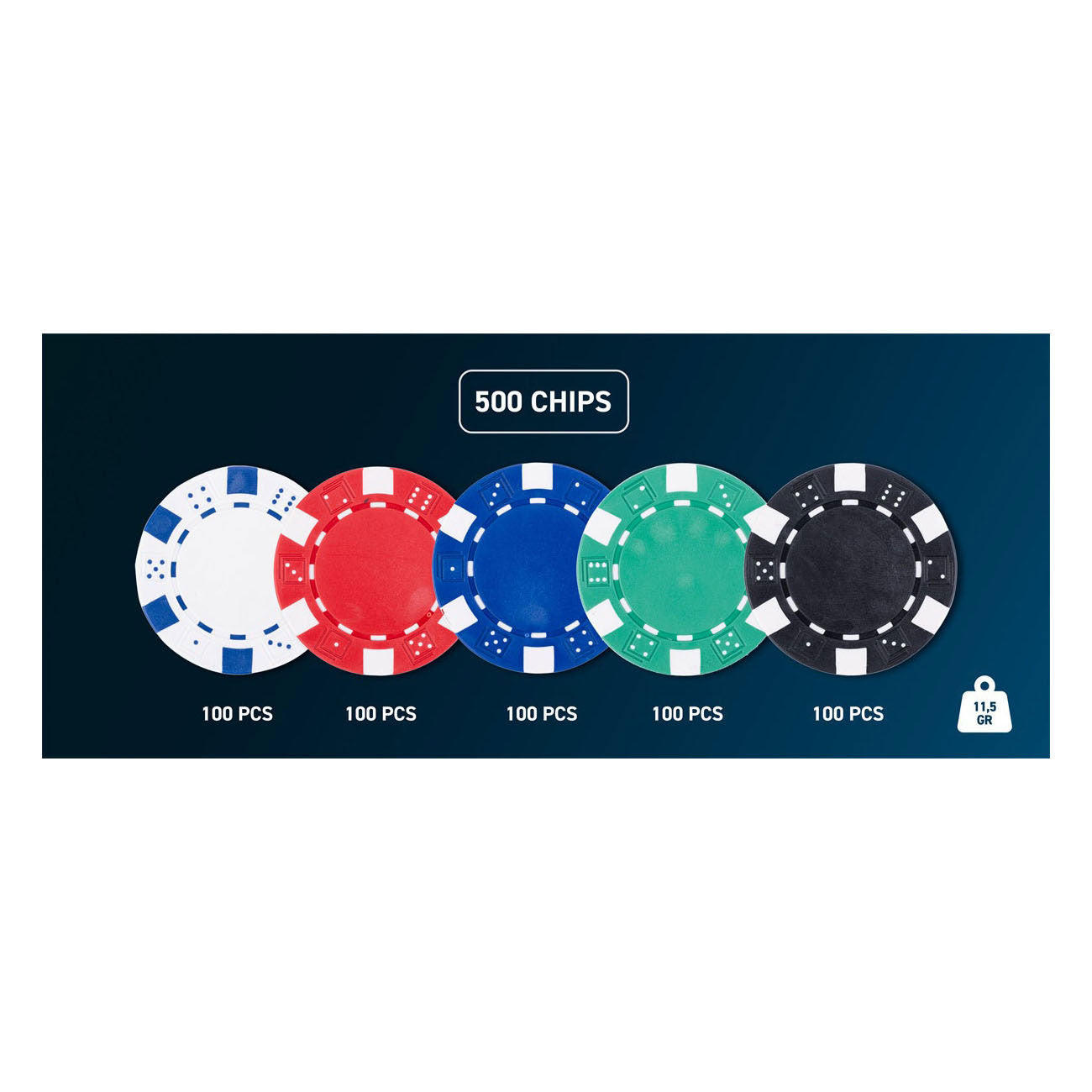Pokerset im Silberetui - 500 Chips 11,5gr.