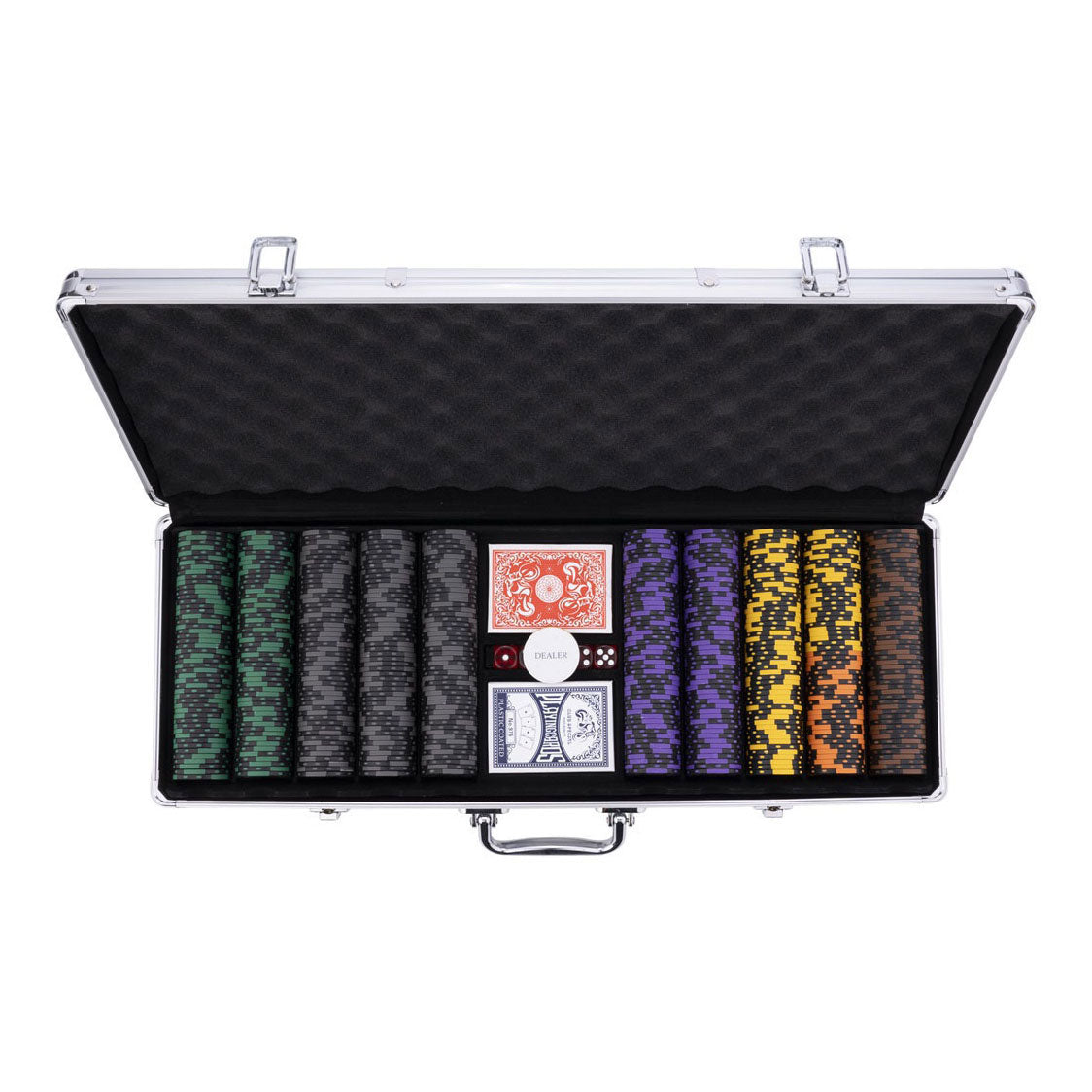 Pokerset im Silberetui - hoher Einsatz 500 Chips 14gr.