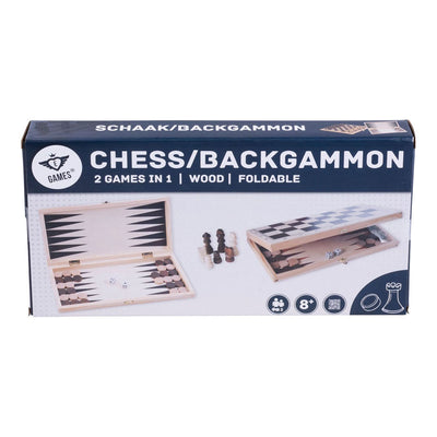 Langfield -Schach- und Backgammon -Holzkassette 30x16x4 cm