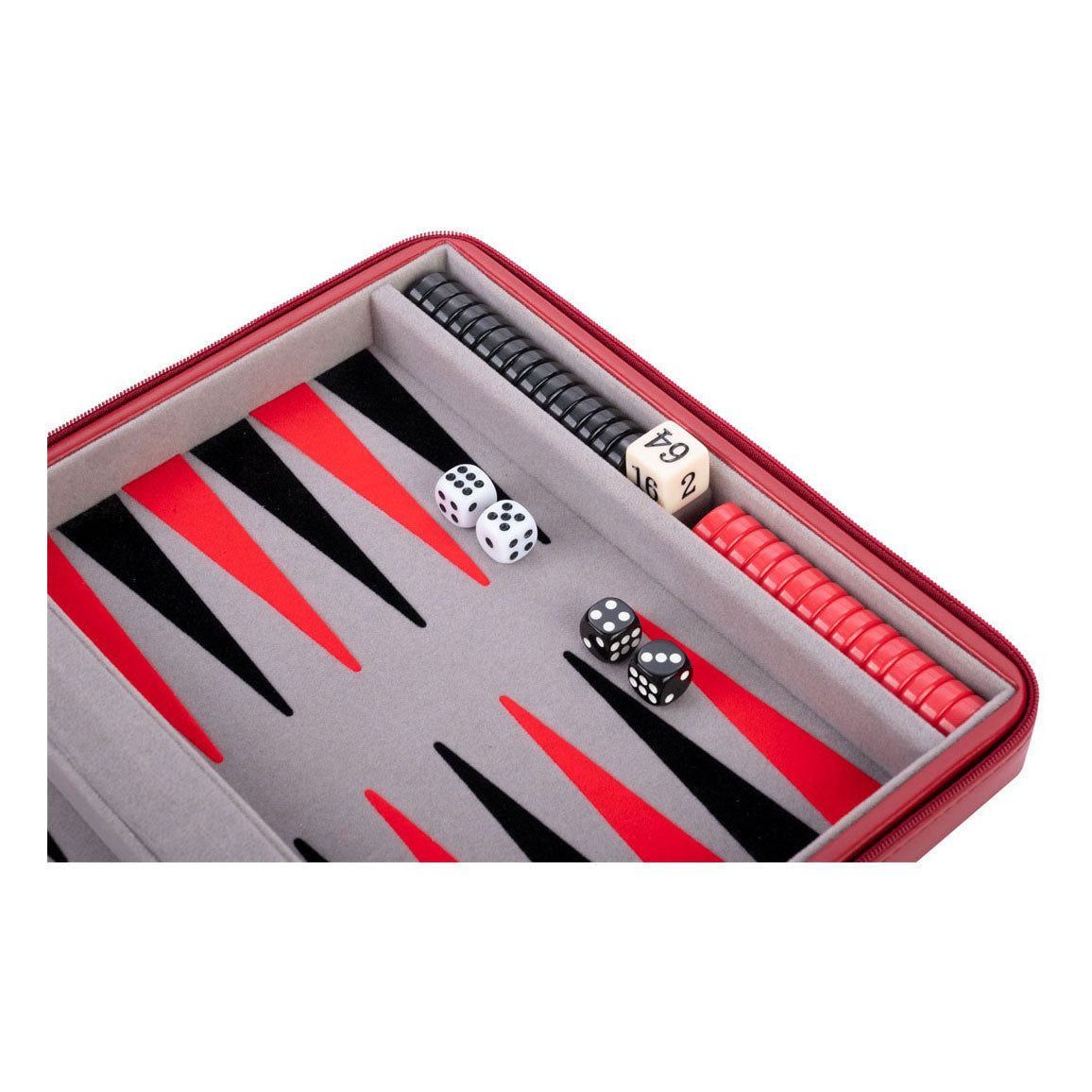 Backgammon-Reisespiel mit Reißverschluss – rot