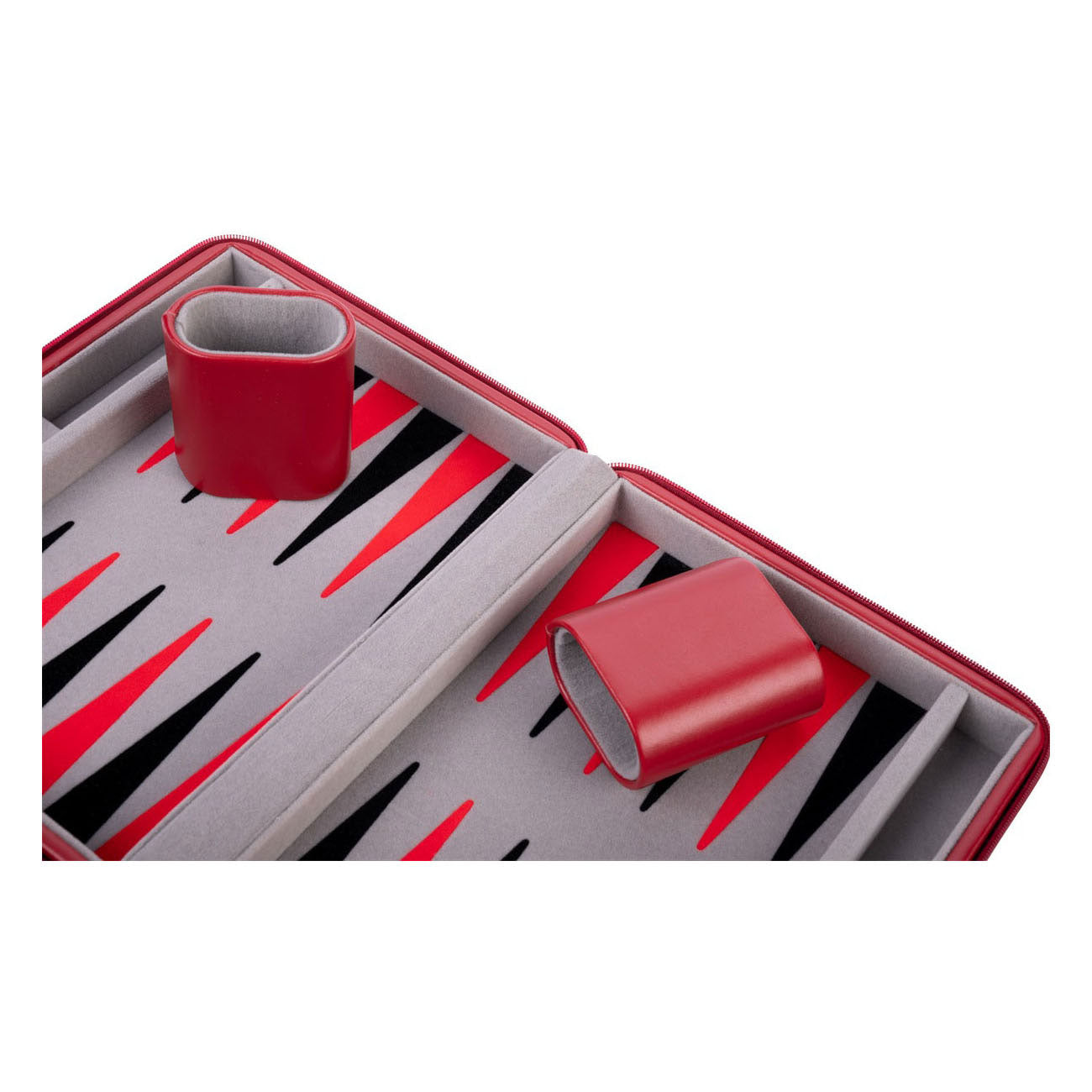 Backgammon-Reisespiel mit Reißverschluss – rot