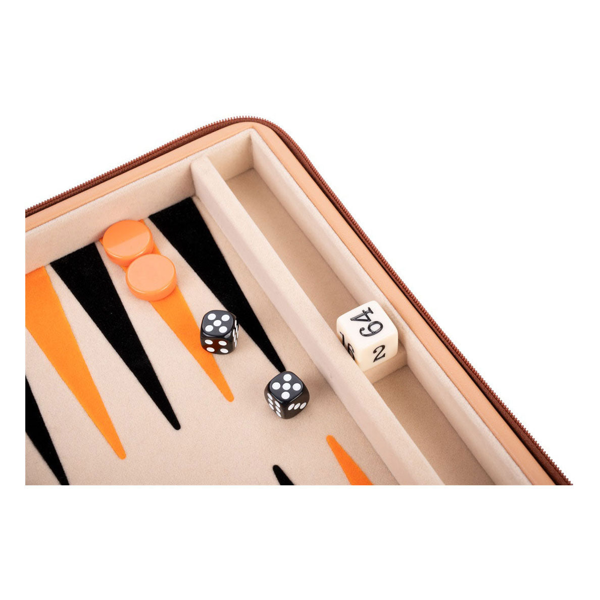 Engelhart Backgammon-Reisespiel mit Reißverschluss – Beige