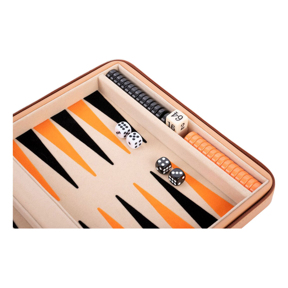 Engelhart Backgammon-Reisespiel mit Reißverschluss – Beige