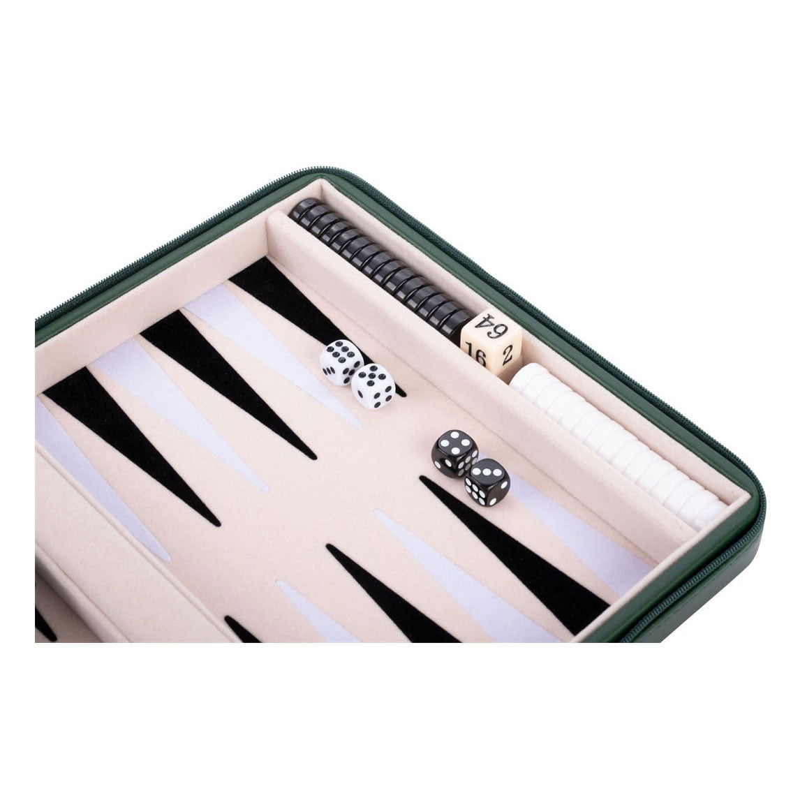 Backgammon-Reisespiel mit Reißverschluss – grün