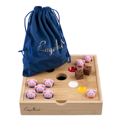 Schweinelochspiel aus Bambus mit Silikonschweinchen
