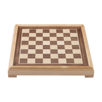 Engelhart Schachspiel 40x40 cm – Luxus-Schachbrett aus Holz mit eingelegtem Ahorn-Walnuss-Furnier – König 77 mm – mit Aufbewahrungssystem – inklusive Farbbox – Schachbrett aus Holz –