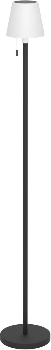 Eglo montapalma-l Stehleuchte für drinnen und draußen – wiederaufladbar (bis zu 60 Stunden Licht) – Solar – 140 cm – Schwarz und Weiß – warmweißes Licht und einstellbares RGB – kabellos – dimmbar