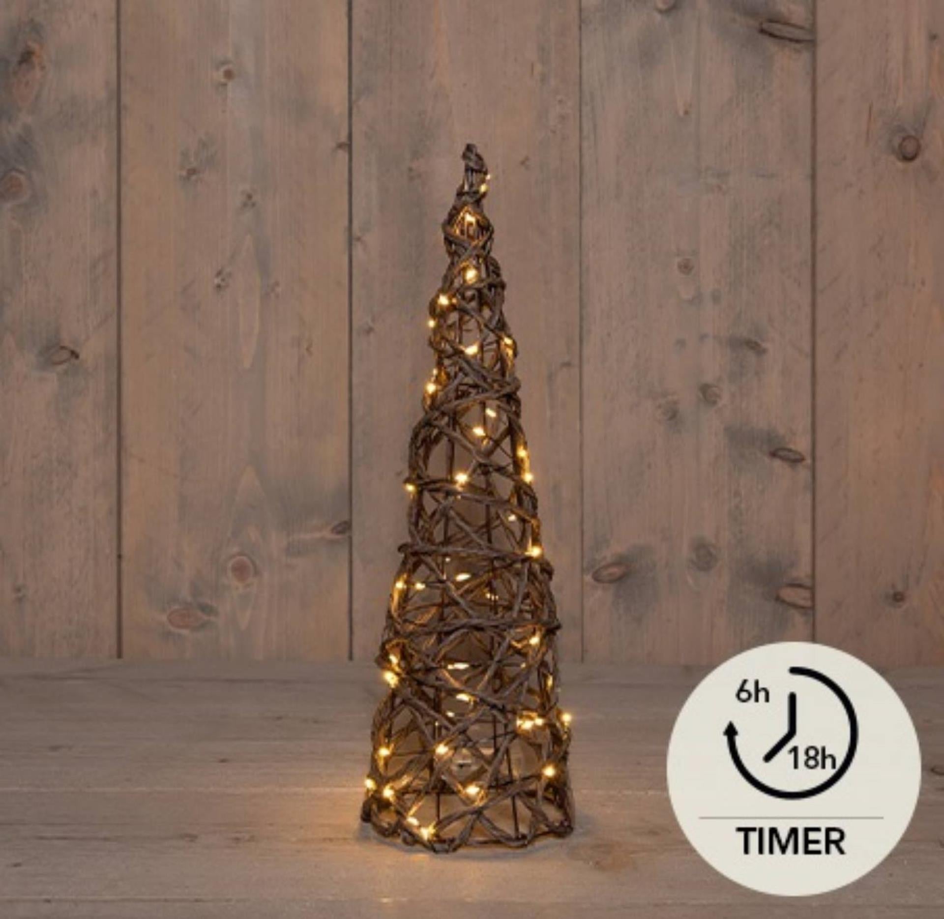 Anna's Collection beleuchteter Kegel 60LED classicwarm 40cm funktioniert mit 3XAA-Batterien mit 6-Stunden-Timer