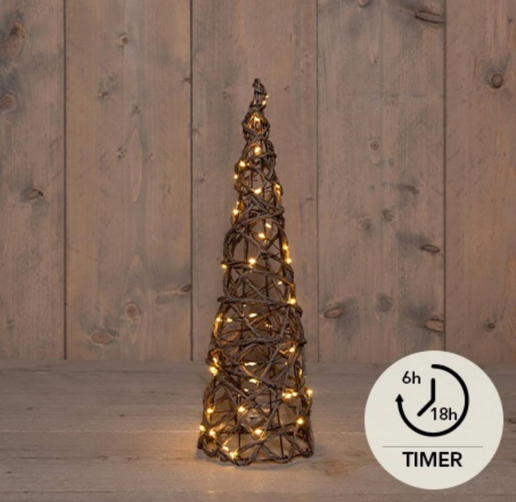 Anna's Collection beleuchteter Kegel 60LED classicwarm 40cm funktioniert mit 3XAA-Batterien mit 6-Stunden-Timer
