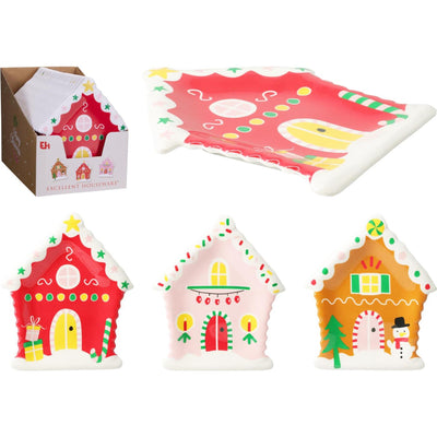 Home Styling Weihnachtsteller Melamin 19,8x16 Lebkuchenhaus