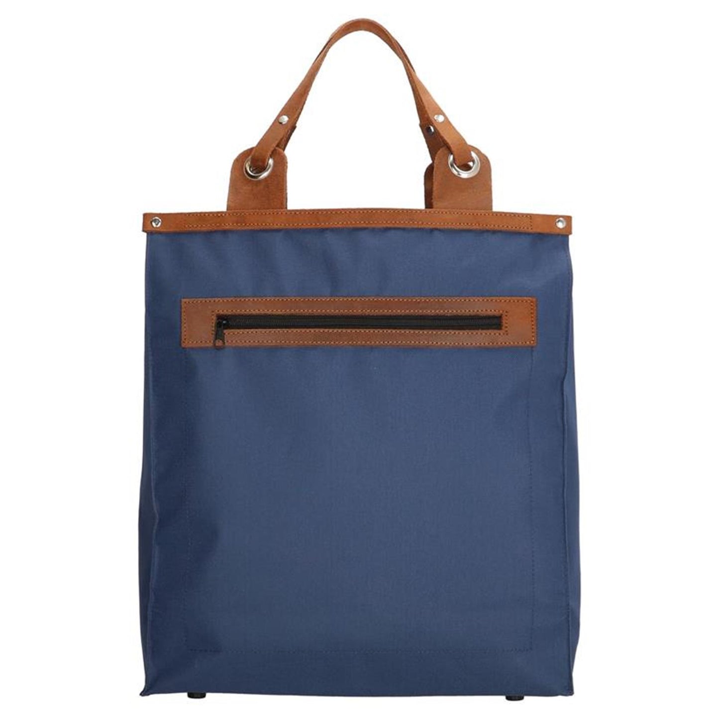 Einkaufstasche mit Ledergriff blau