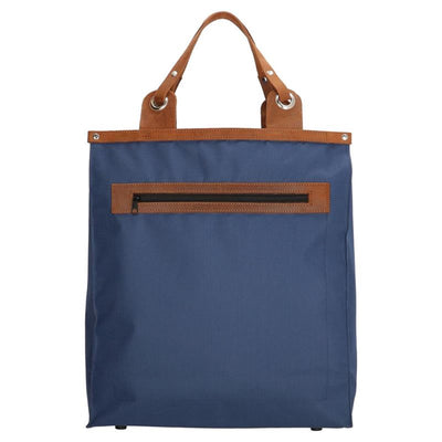 Einkaufstasche mit Ledergriff blau