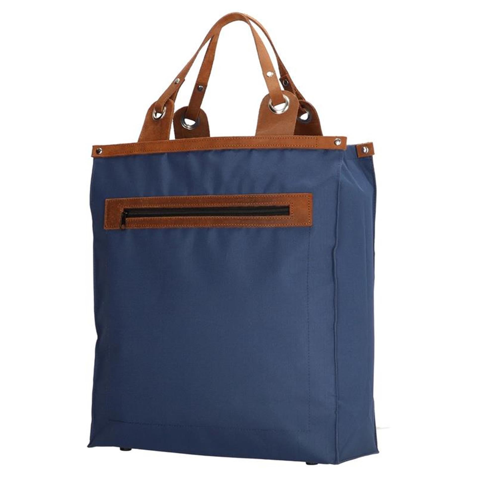 Einkaufstasche mit Ledergriff blau