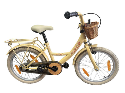Bikefun Kinderfahrrad Girly 18 Zoll – mit Korb und Bremsnabe – Gold