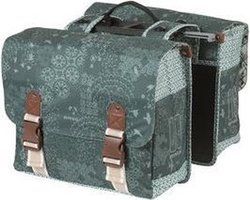 Basil Bohème Doppel-Fahrradtasche - grün, wasserabweisend, 35L, inklusive MIK Adapterplatte