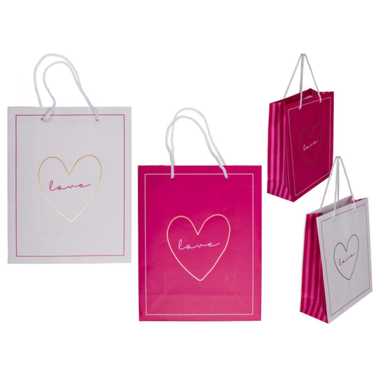 Ootb Geschenktüte Love 18x8x23cm rosa weiß