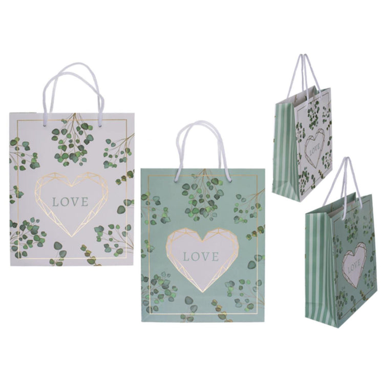 Ootb Geschenktüte Love 18x8x23cm grün weiß