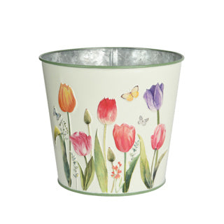 Blumentopf Zink Außendurchmesser 15 cm H 13,5 cm | 4 Stück
