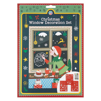 Kreative Bastelgruppe Weihnachts-Fensterdekorationsset – 3 Schablonen und 4 Filzstifte