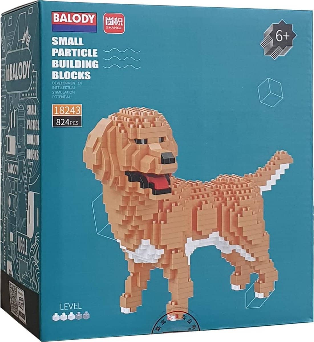 Balody Golden Retriever Hund mit Nanoblocks Mini Lego -Gebäudesteinen 824 Teile