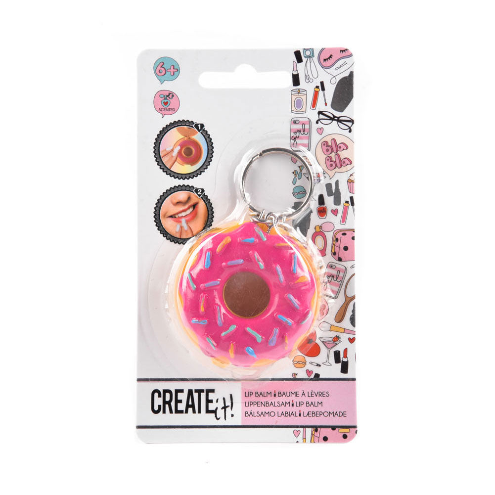 Erstellen Sie es! Schönheitsschlüsselring Donut mit Lippenbalsam