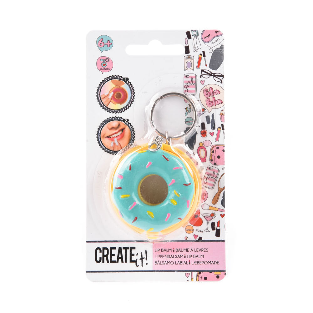 Erstelle es! Schönheitsschlüsselring Donut mit Lippenbalsam